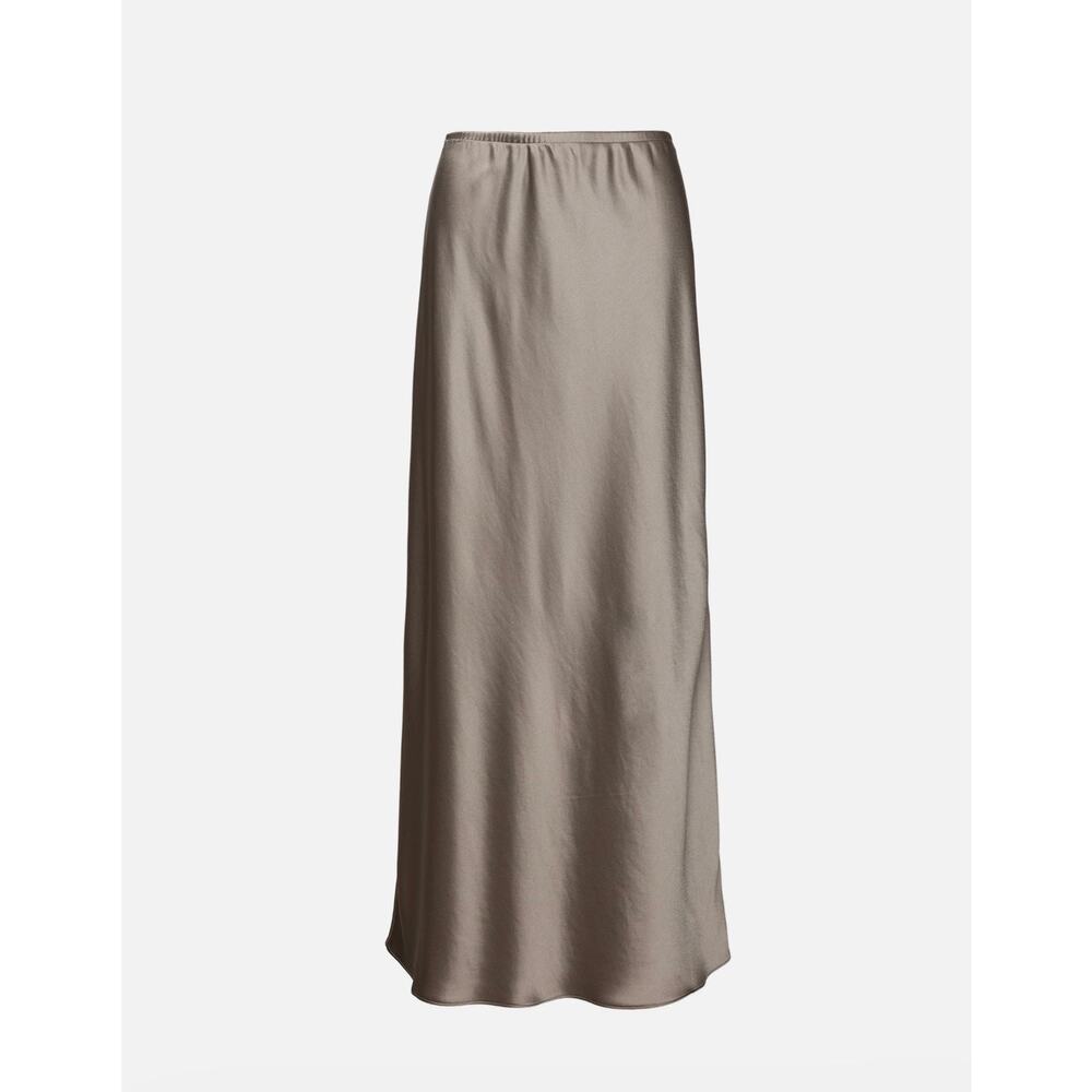 NWT LESET Barb Bias Maxi Skirt Taupe Size M Satin Acetate Made in USA - Picture 3 of 6